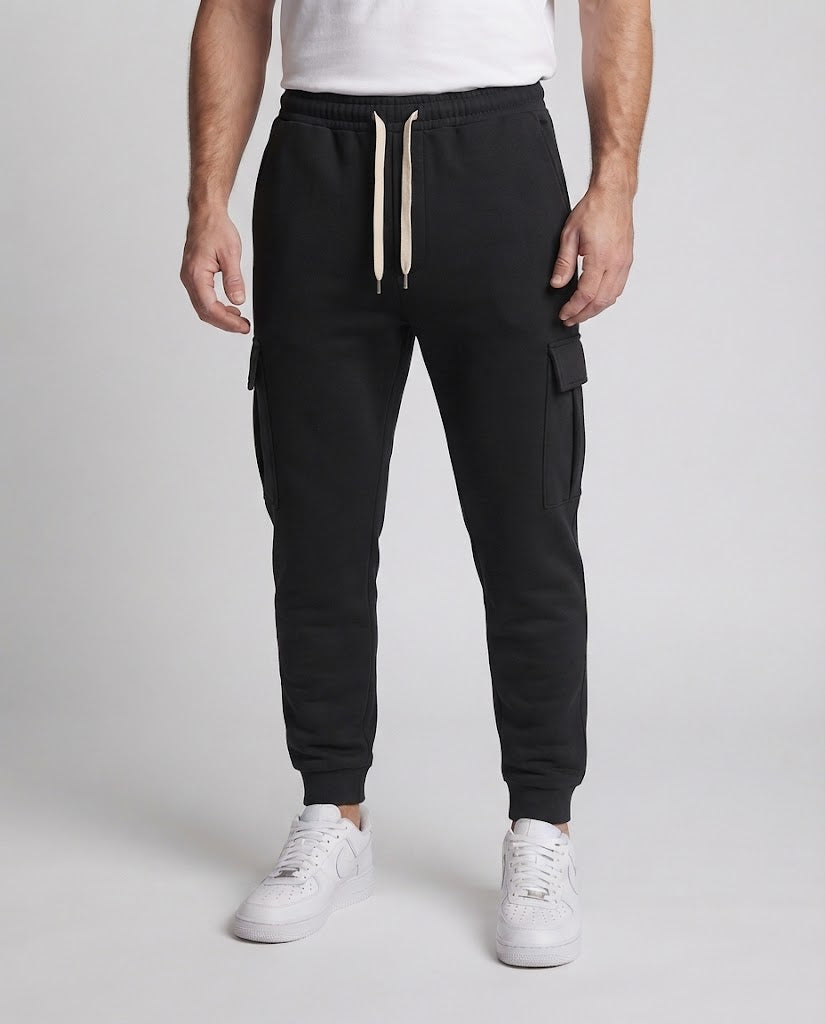 Men's cargo joggers with drawstring, elastic waistband, and patch flap pockets Mune Fashion