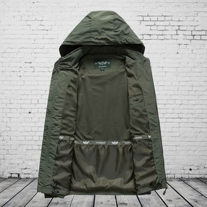 Men's hooded softshell jacket with mesh lining and multifunctional zip pockets Mune Fashion