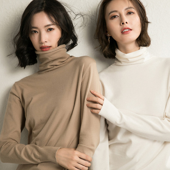 Women lightweight fine-knit roll-neck sweater with slim fit Mune Fashion