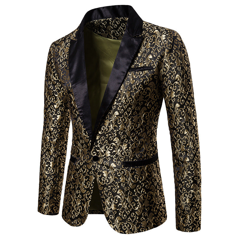 Men's nan ornamental tuxedo jacket with satin lapel and brocade structured surface Mune Fashion