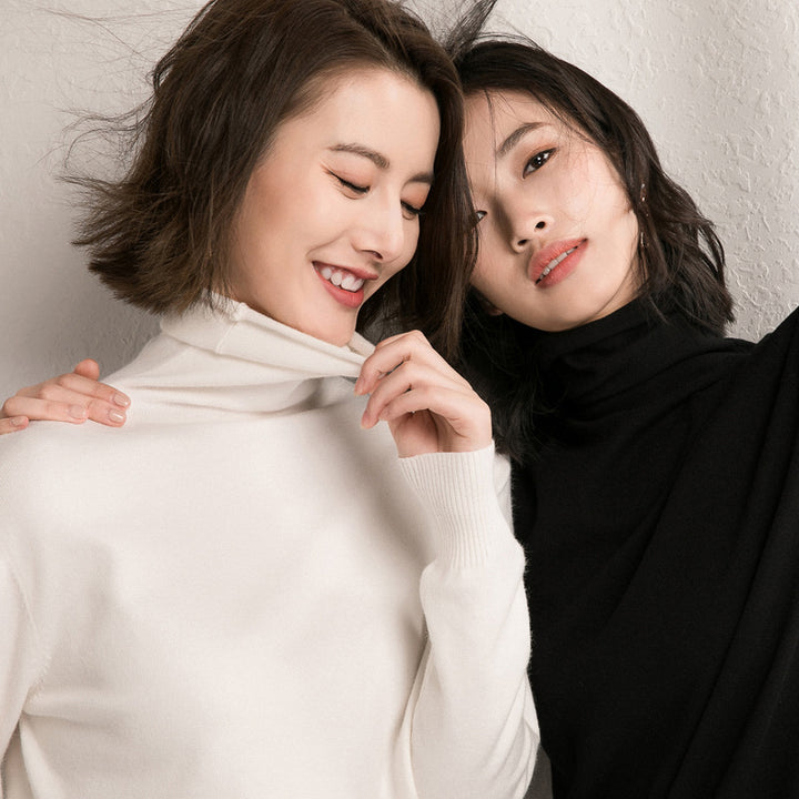 Women lightweight fine-knit roll-neck sweater with slim fit Mune Fashion