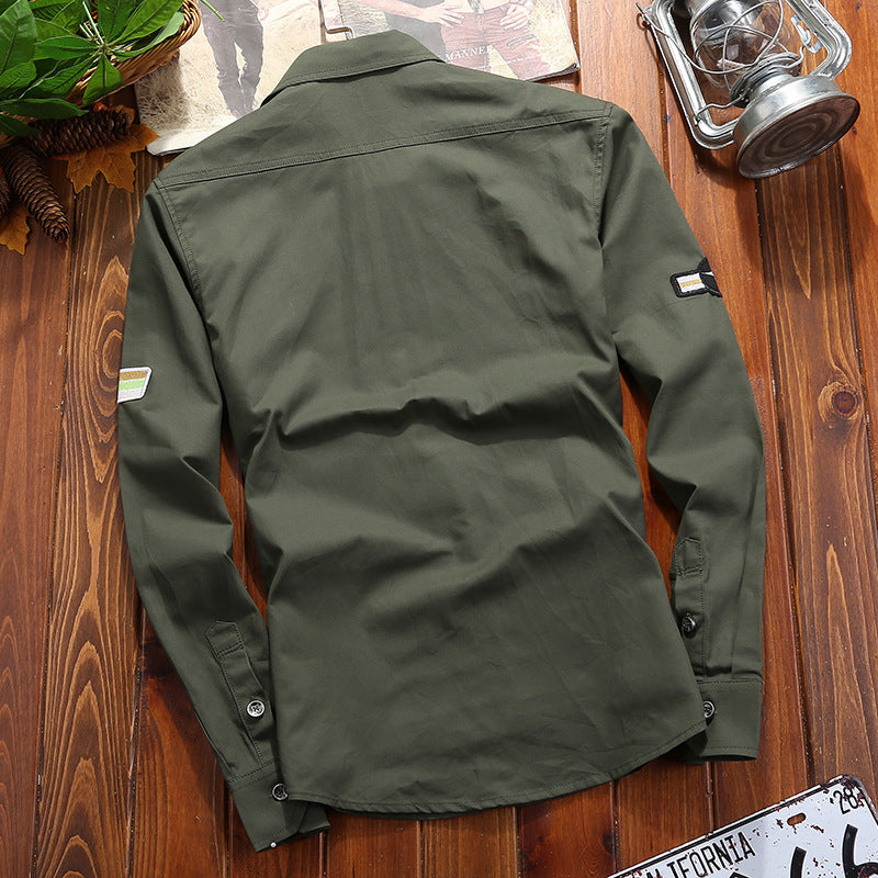 Men's Utility Field Shirt with Chest Flap Pockets and Roll-up Sleeves Mune Fashion