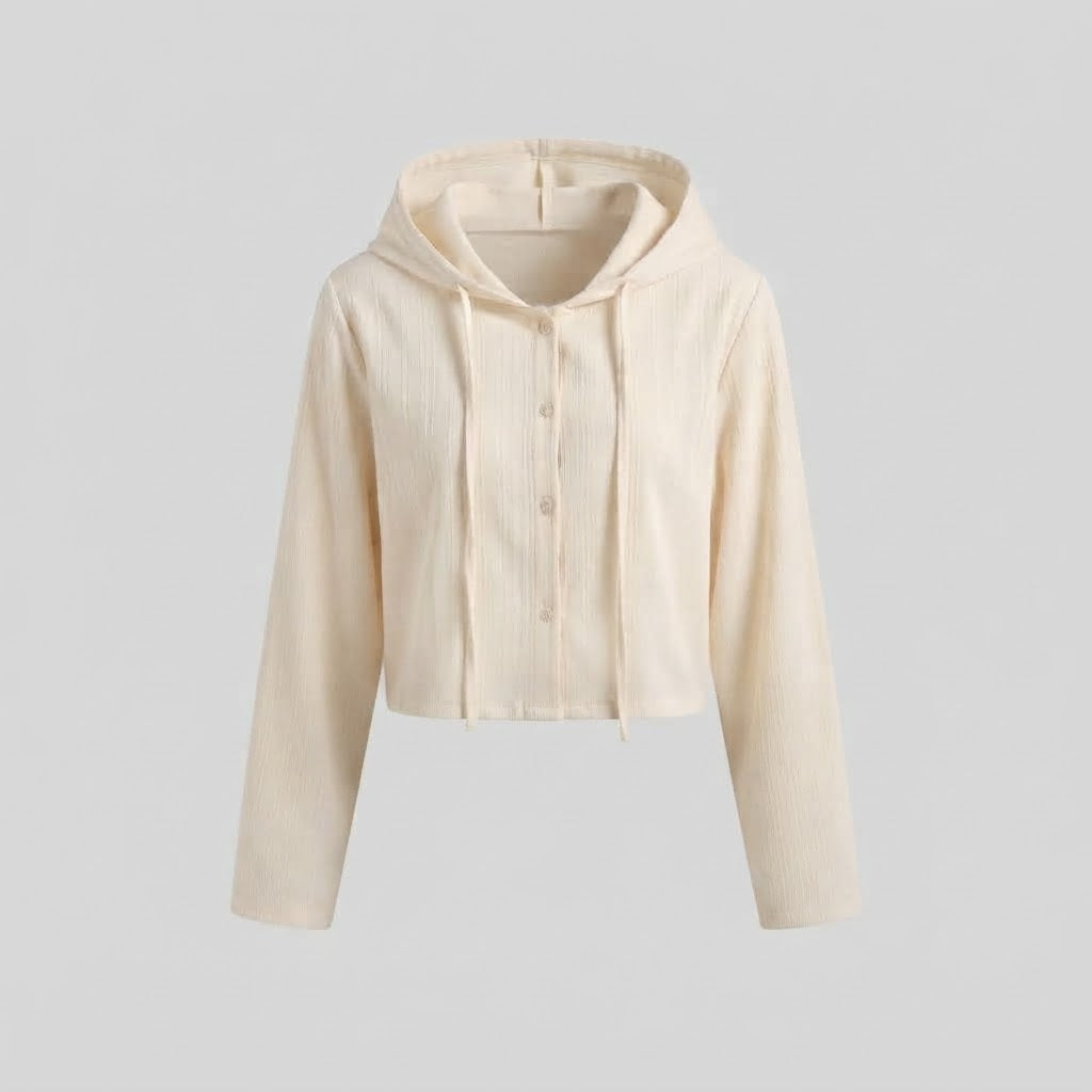 Women's cropped hooded jacket made of lightweight crinkle quality Mune Fashion