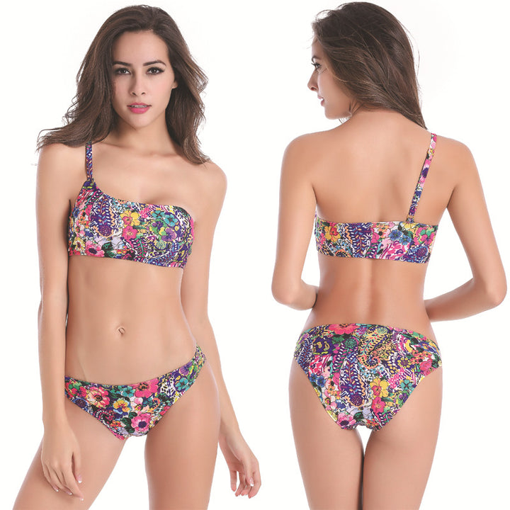 Women's One-Shoulder Bikini with Floral Design Mune Fashion