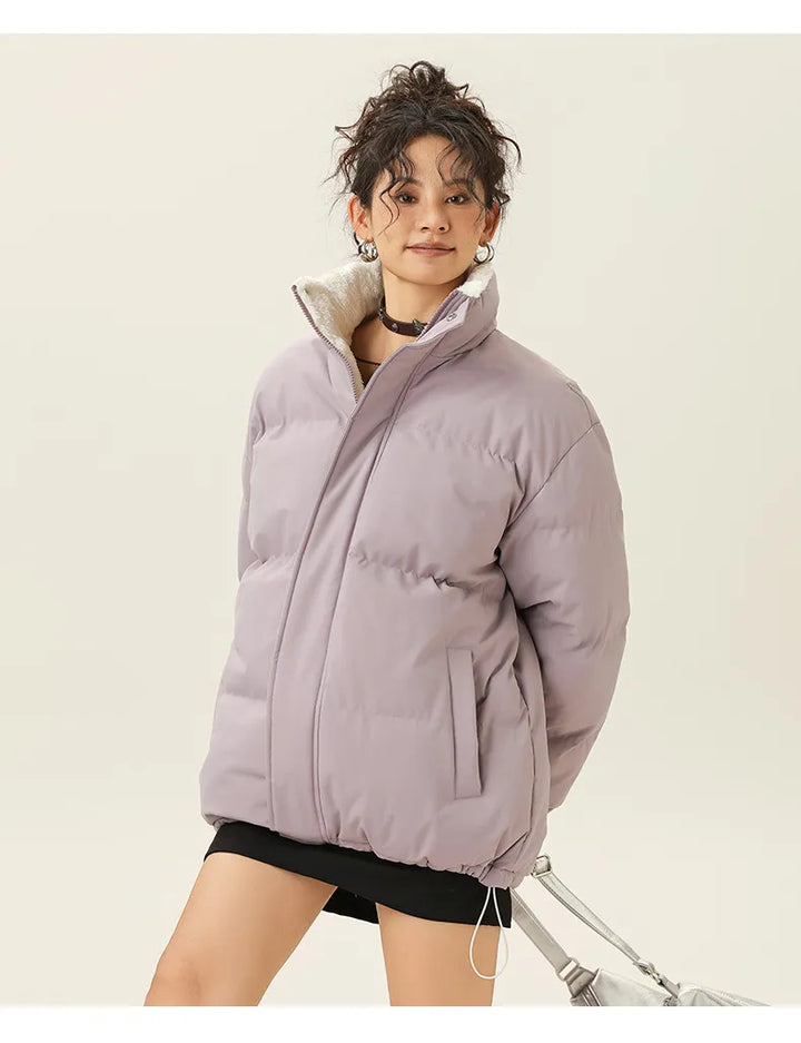 Mune | Loose Jacket with Stand-Up Collar Made Of Thick Warm Cotton Fabric