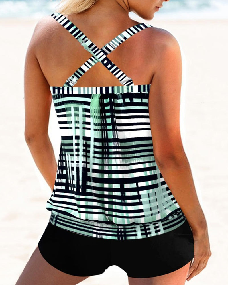 Mune Fashion | Tankini with Water and Vertical Stripes
