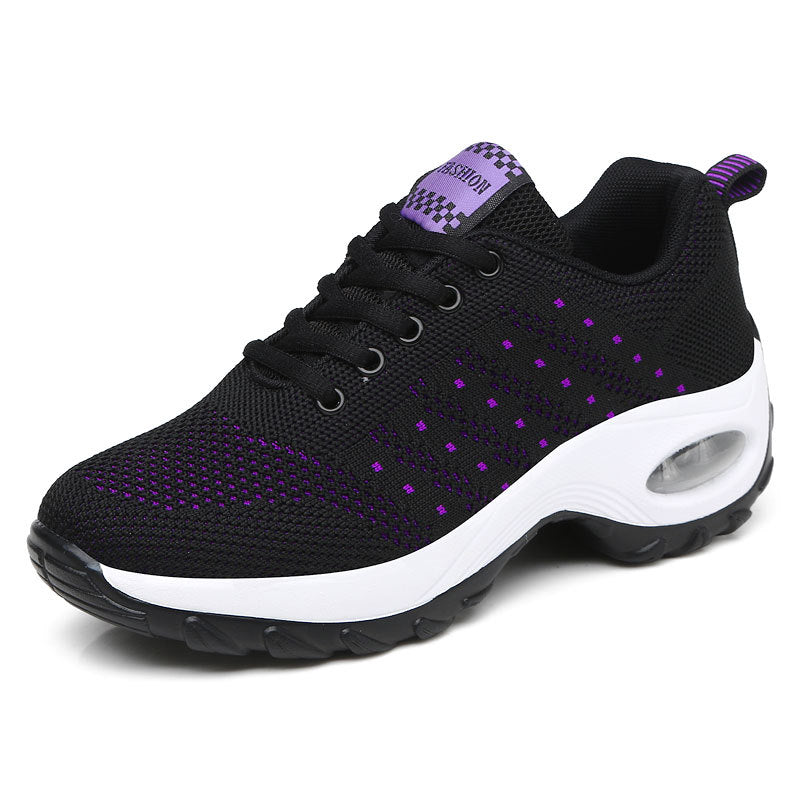 Women's lightweight mesh comfort sneakers with integrated air cushioning, padded heel collar, and springy wave sole Mune Fashion