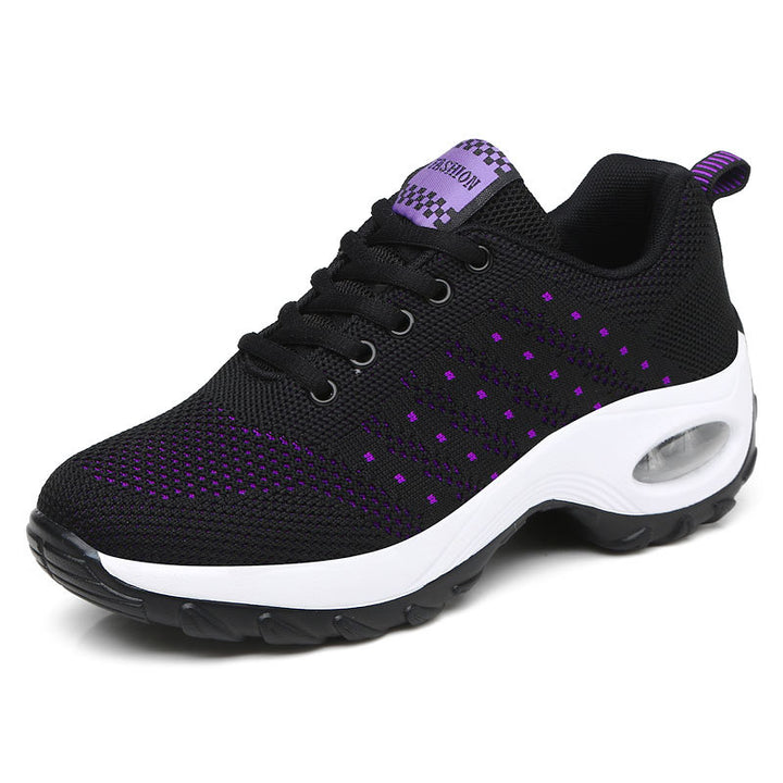 Women's lightweight mesh comfort sneakers with integrated air cushioning, padded heel collar, and springy wave sole Mune Fashion