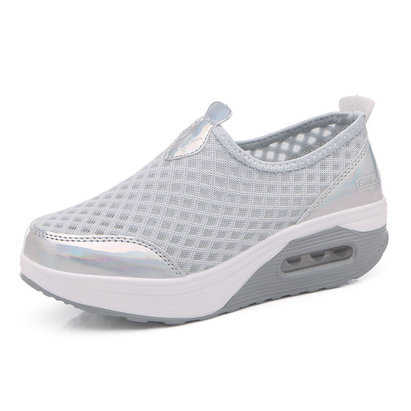 Women's comfortable slip-on wedge sneakers with air-cushioned platform and breathable honeycomb mesh Mune Fashion