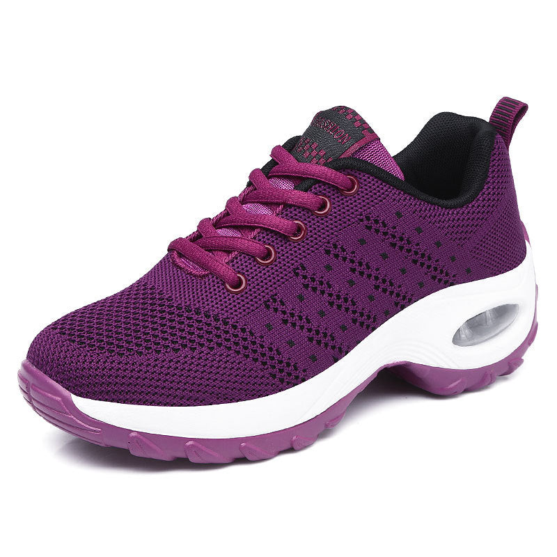 Women's lightweight mesh comfort sneakers with integrated air cushioning, padded heel collar, and springy wave sole Mune Fashion