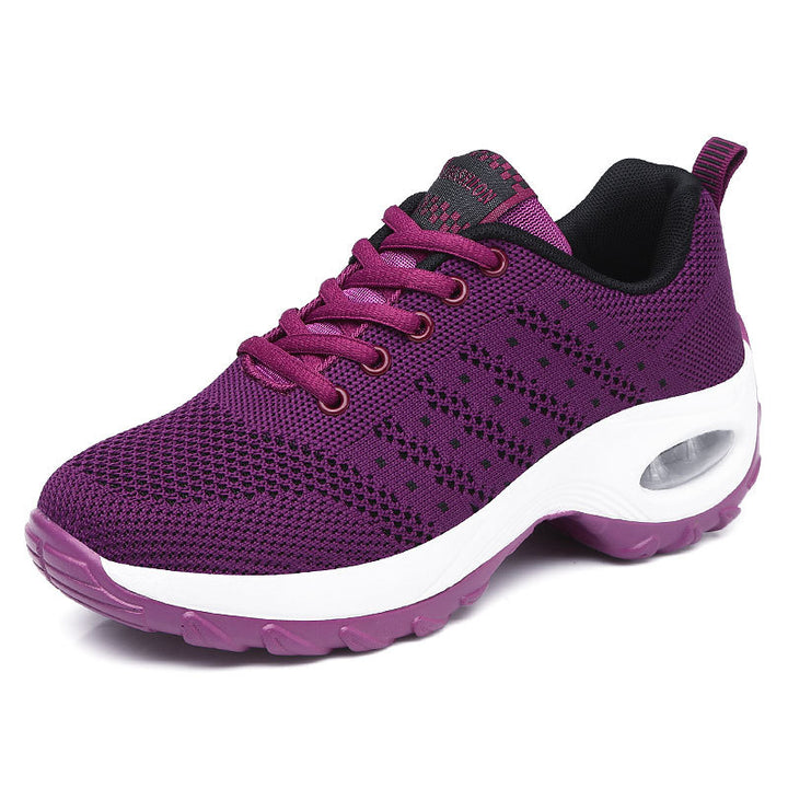 Women's lightweight mesh comfort sneakers with integrated air cushioning, padded heel collar, and springy wave sole Mune Fashion