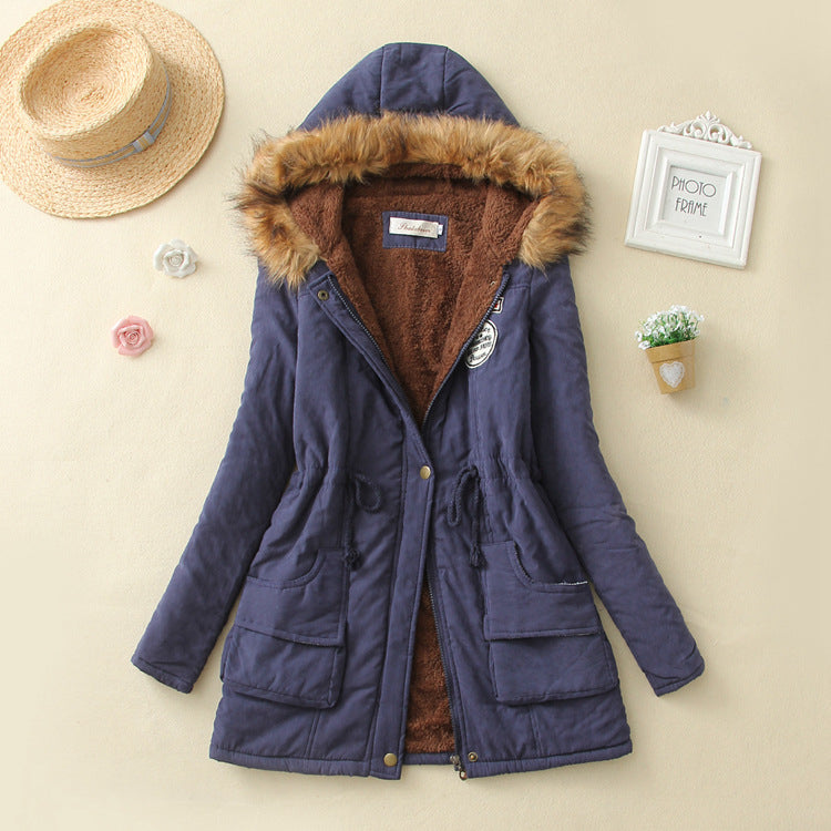 Women tailored hooded parka with teddy lining and faux fur trim Mune Fashion