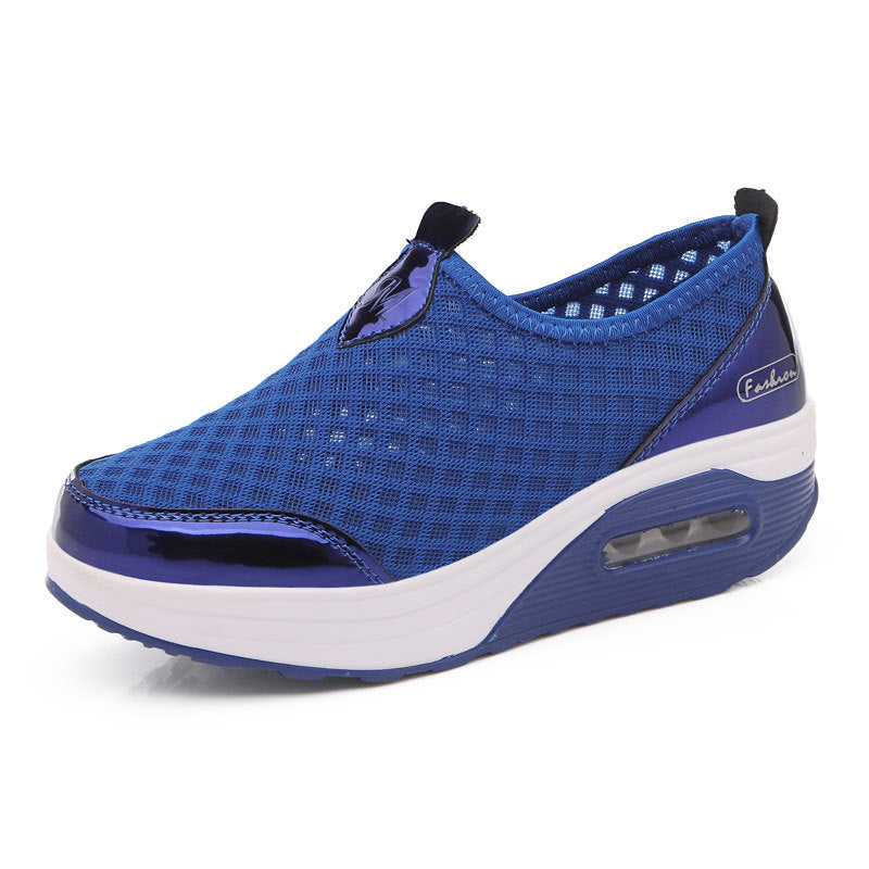Women's comfortable slip-on wedge sneakers with air-cushioned platform and breathable honeycomb mesh Mune Fashion