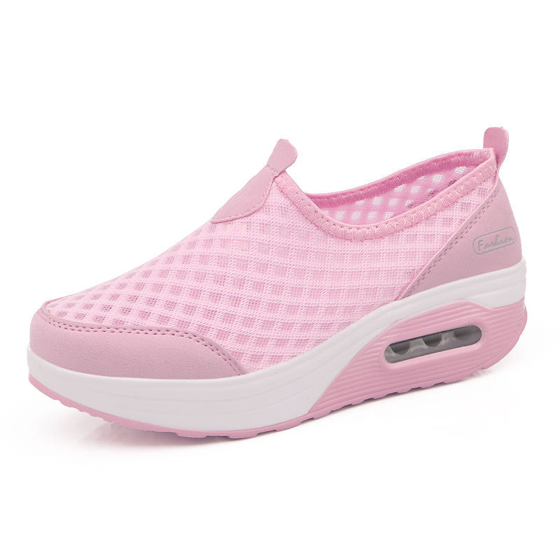 Women's comfortable slip-on wedge sneakers with air-cushioned platform and breathable honeycomb mesh Mune Fashion