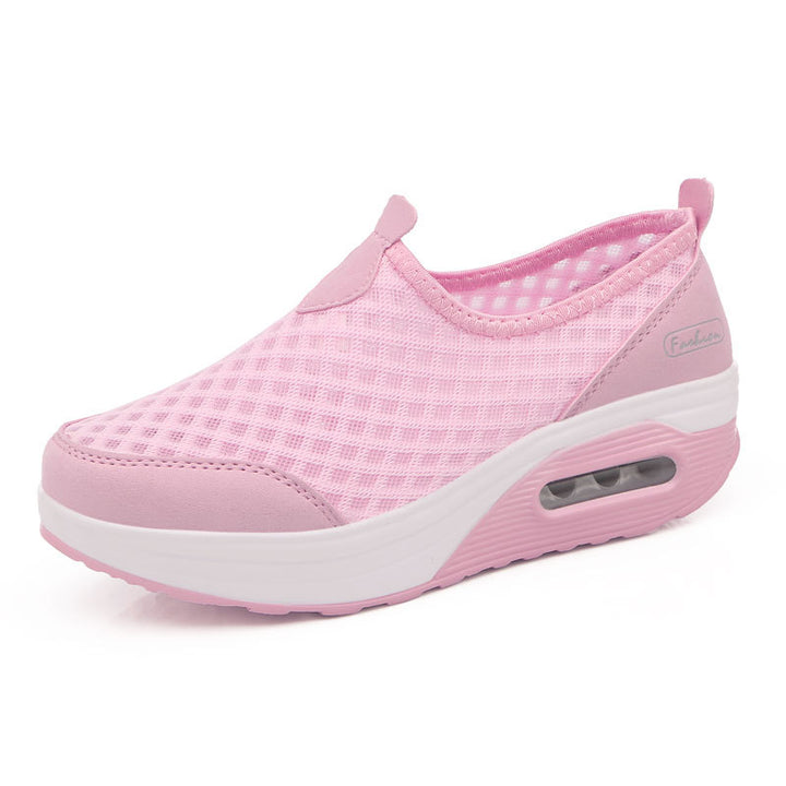 Women's comfortable slip-on wedge sneakers with air-cushioned platform and breathable honeycomb mesh Mune Fashion