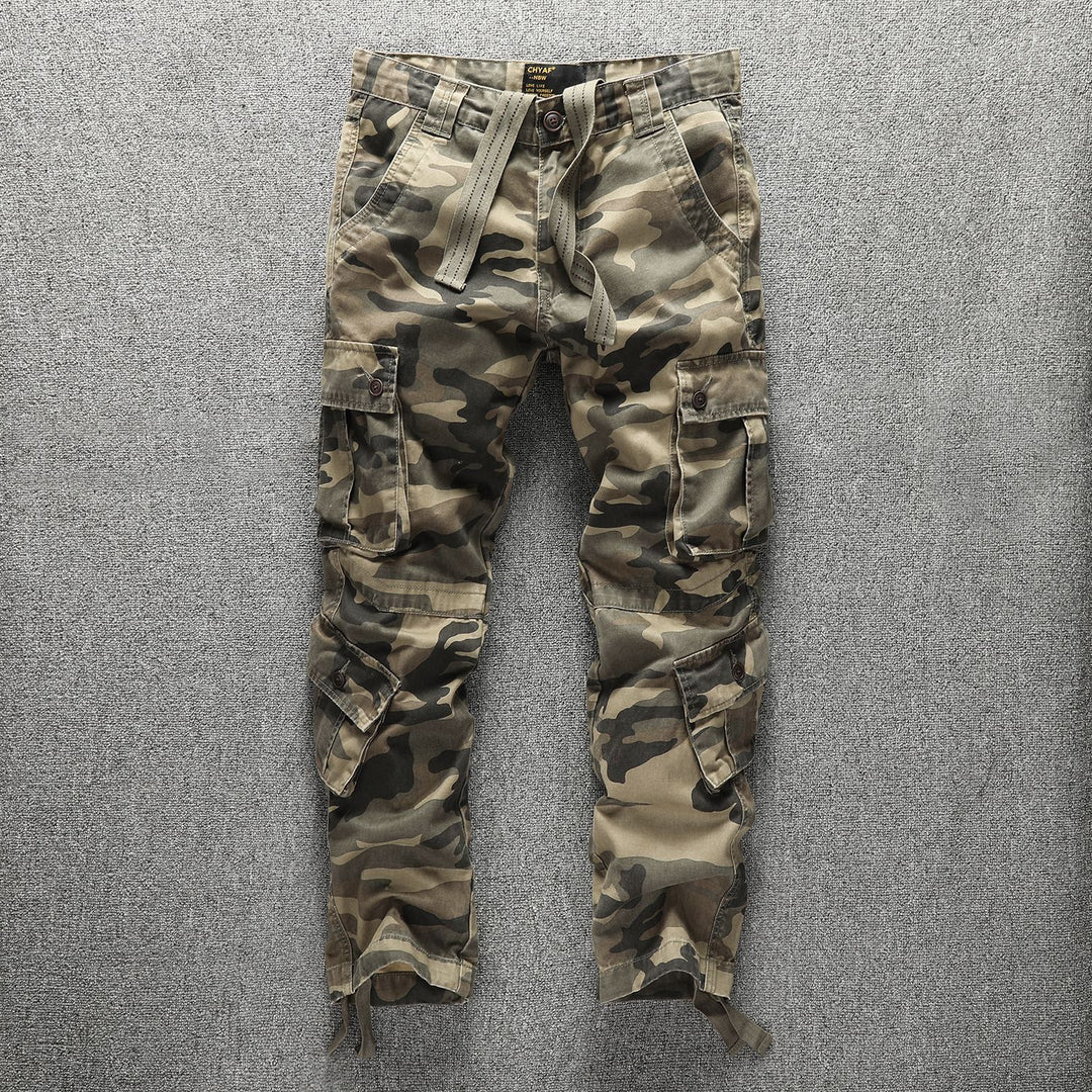 Men's Tactical Cargo Pants in Digital Camouflage with Drawstring Waist and Multiple Pockets Mune Fashion