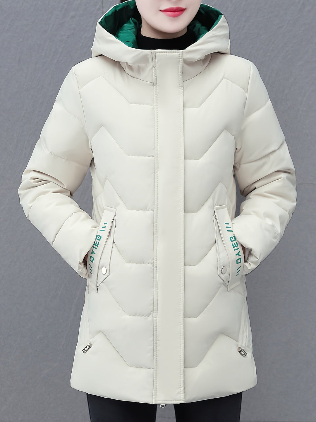 Mune | Long, casual women's down jacket with hood