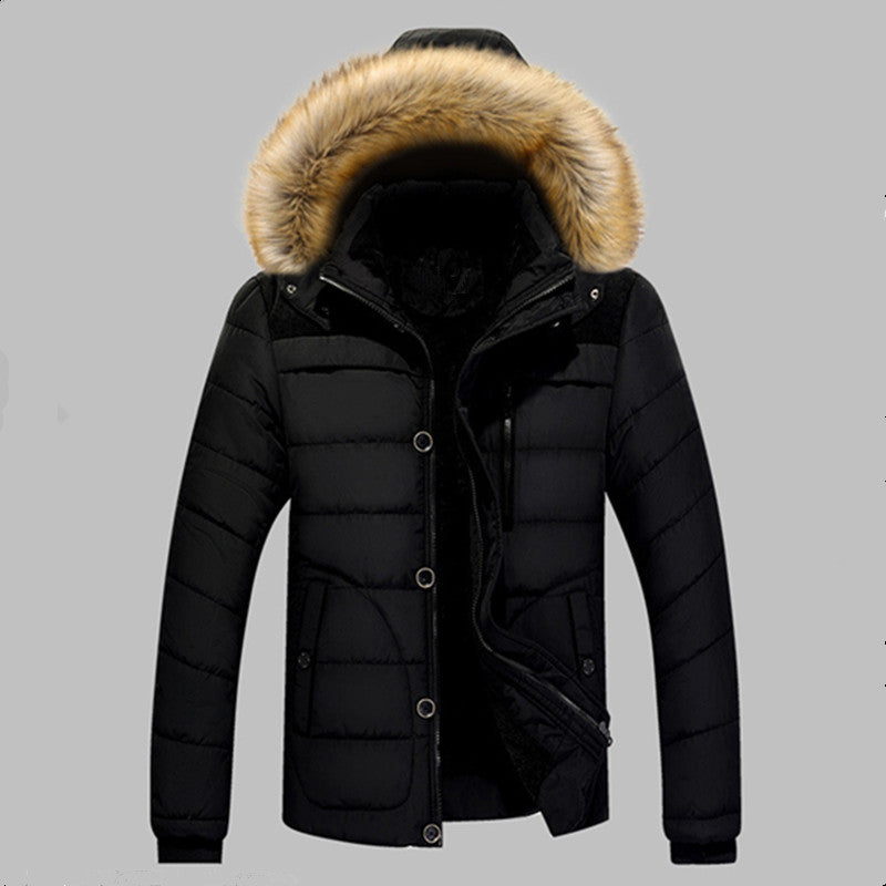 Men's Padded Quilted Expedition Jacket with Fur-Lined Hood and Front Mix Pockets Mune Fashion
