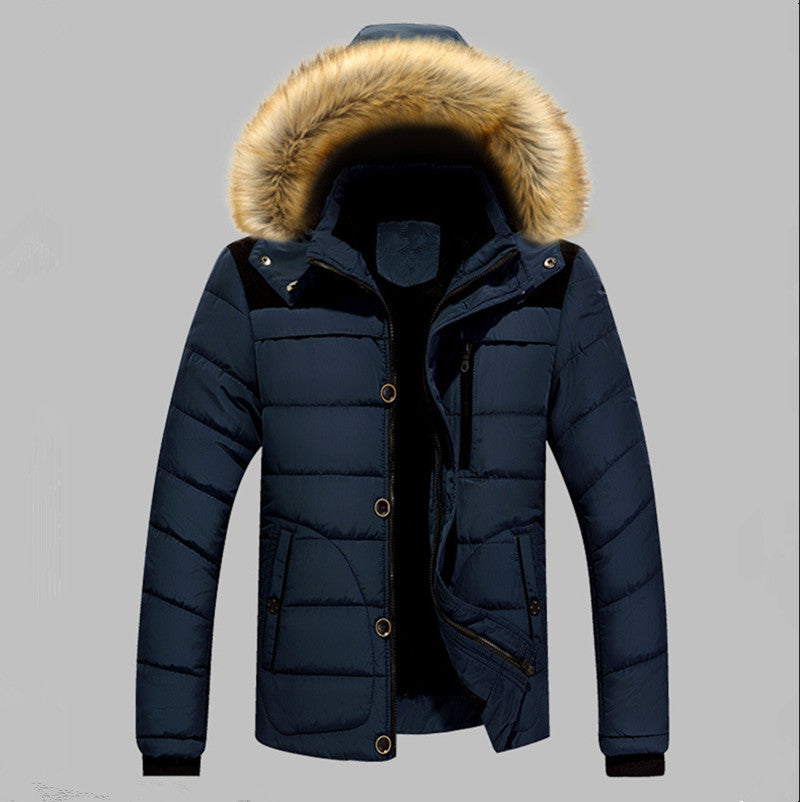 Men's Padded Quilted Expedition Jacket with Fur-Lined Hood and Front Mix Pockets Mune Fashion