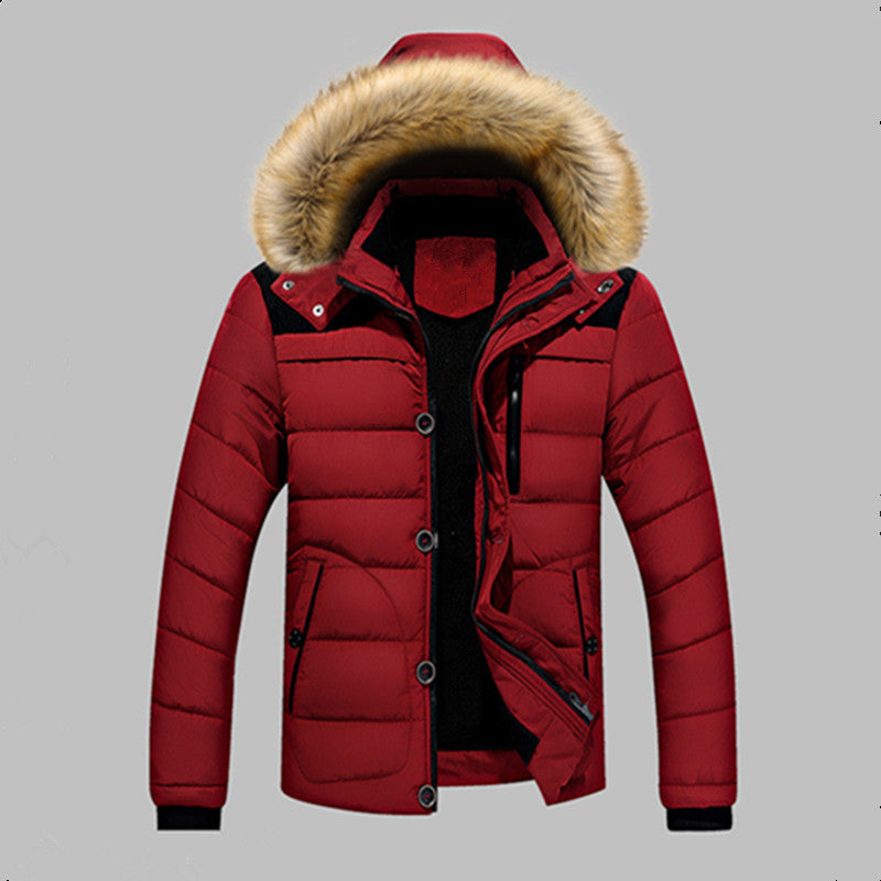 Men's Padded Quilted Expedition Jacket with Fur-Lined Hood and Front Mix Pockets Mune Fashion