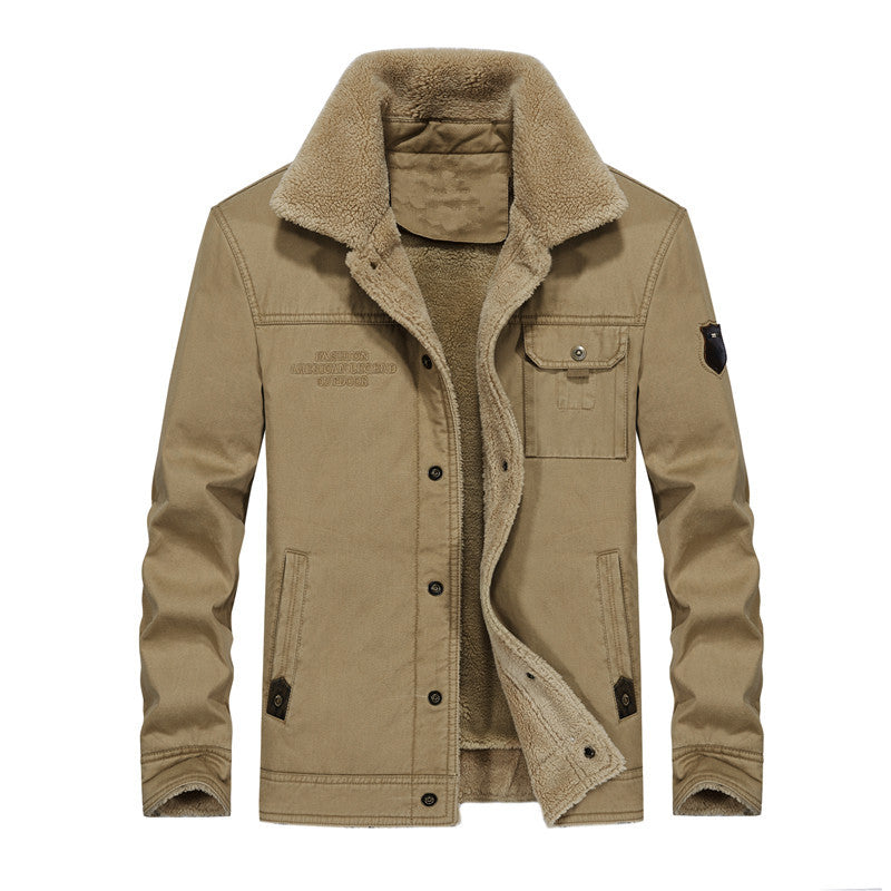 Men's Canvas Work Jacket with Teddy Lining, Shirt Collar and Chest Pocket Mune Fashion
