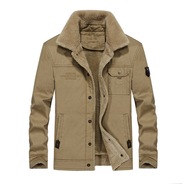 Men's Canvas Work Jacket with Teddy Lining, Shirt Collar and Chest Pocket Mune Fashion