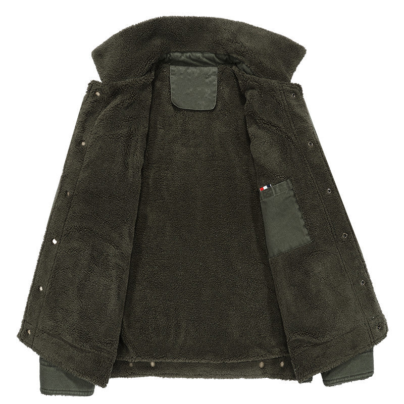 Men's Canvas Work Jacket with Teddy Lining, Shirt Collar and Chest Pocket Mune Fashion