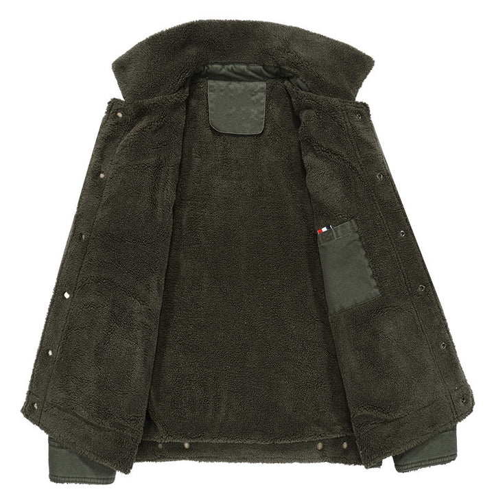 Men's Canvas Work Jacket with Teddy Lining, Shirt Collar and Chest Pocket Mune Fashion