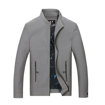 Men's Slim Stand Collar Transition Jacket with Zipper, Water-Repellent Outer Surface and Geometric Lining Mune Fashion