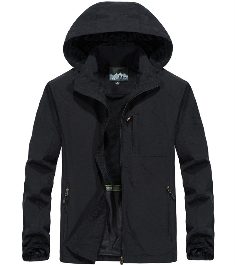 Men's Lightweight All-Weather Field Jacket with Hood, Mesh Lining, and Zippered Pockets Mune Fashion