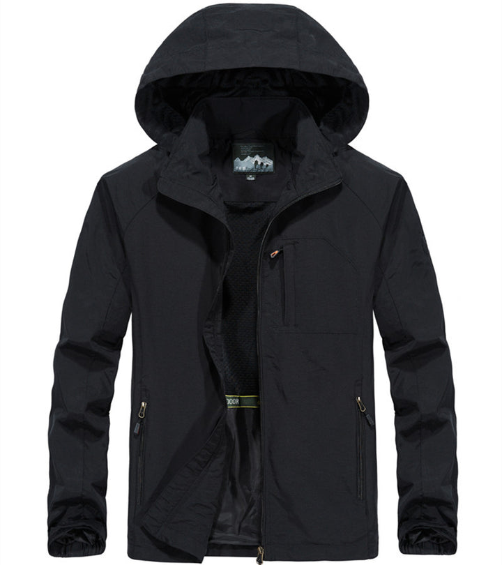 Men's Lightweight All-Weather Field Jacket with Hood, Mesh Lining, and Zippered Pockets Mune Fashion