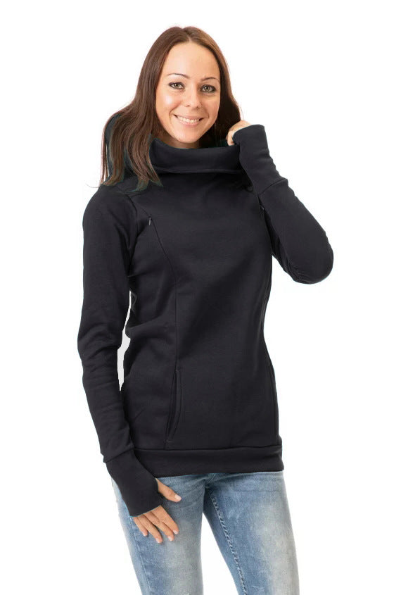 Women's hoodie with wide funnel neck, thumb holes, and kangaroo pocket Mune Fashion