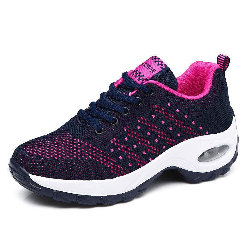 Women's lightweight mesh comfort sneakers with integrated air cushioning, padded heel collar, and springy wave sole Mune Fashion