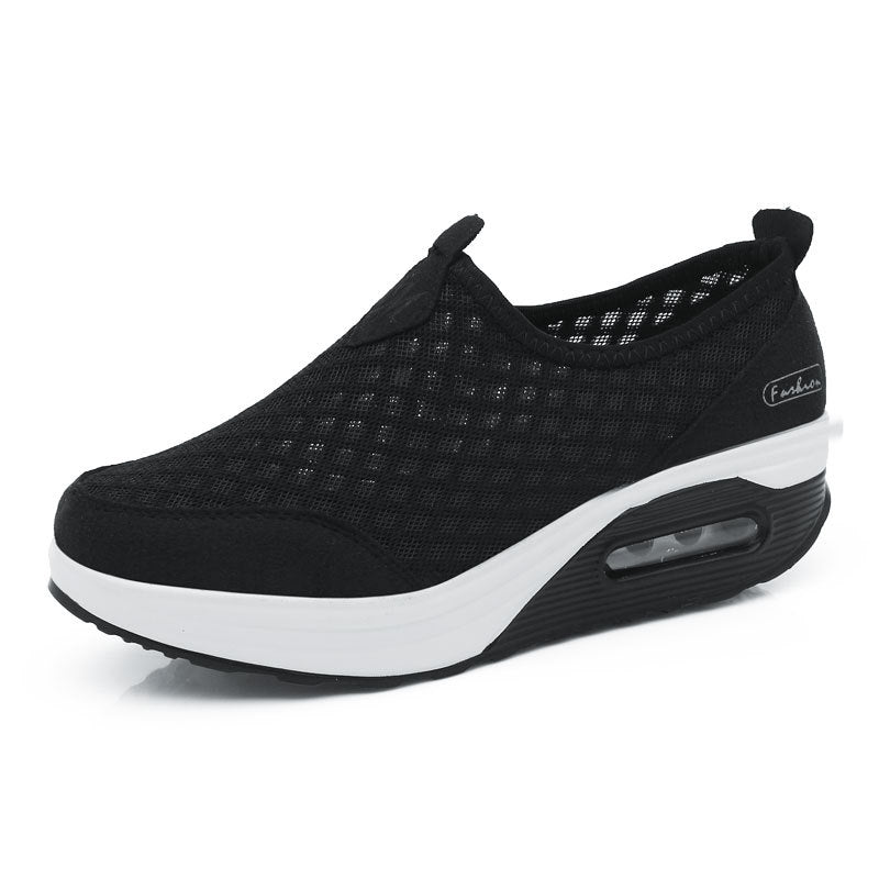 Women's comfortable slip-on wedge sneakers with air-cushioned platform and breathable honeycomb mesh Mune Fashion