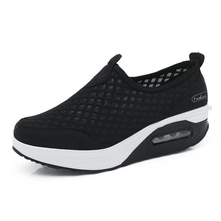 Women's comfortable slip-on wedge sneakers with air-cushioned platform and breathable honeycomb mesh Mune Fashion