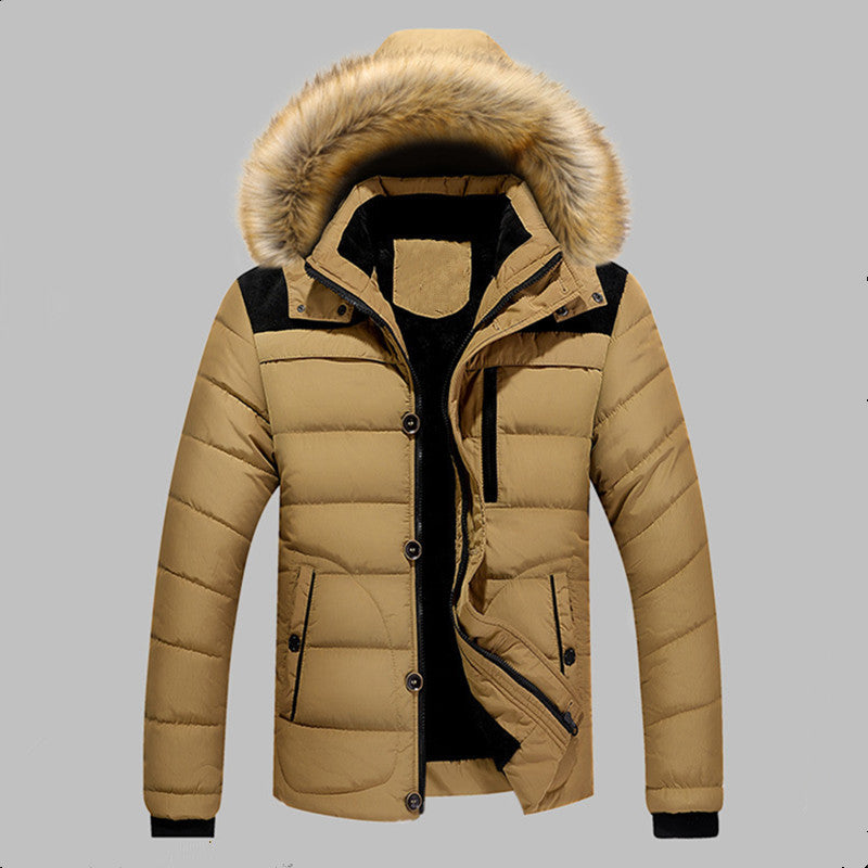 Men's Padded Quilted Expedition Jacket with Fur-Lined Hood and Front Mix Pockets Mune Fashion