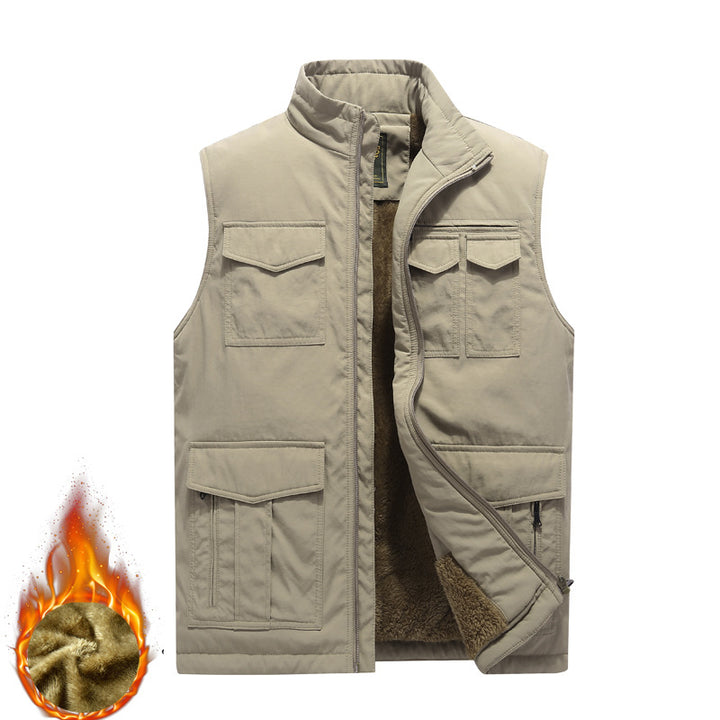 Men's Outdoor Utility Vest with warming teddy plush lining and multiple pockets Mune Fashion