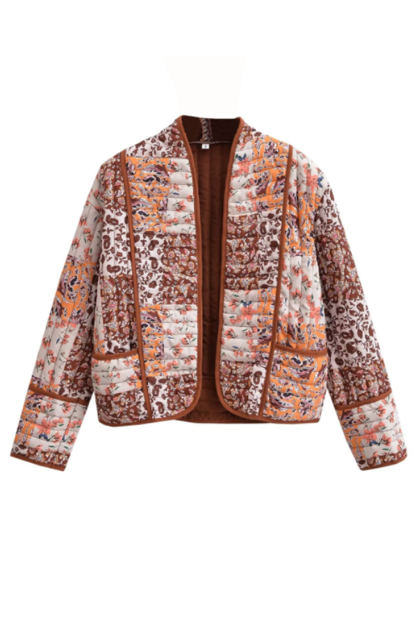 Mune | Printed Loose Casual Cardigan Short Quilted Cotton Jacket