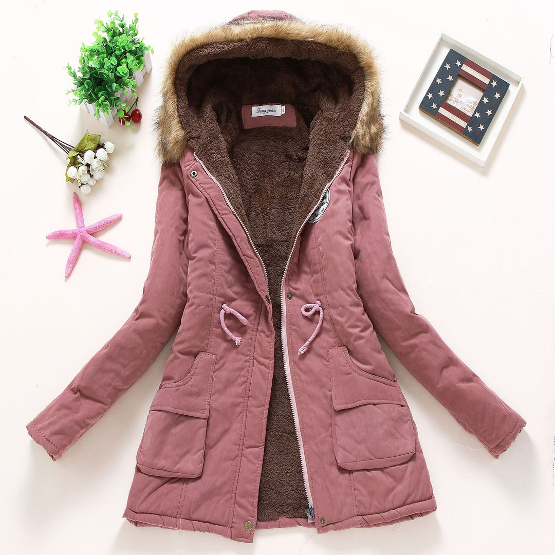 Women nan longer thermal parka with cuddly teddy inner lining, removable faux fur hood and drawstring waist Mune Fashion