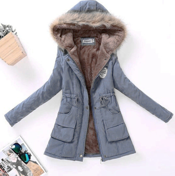 Women nan longer thermal parka with cuddly teddy inner lining, removable faux fur hood and drawstring waist Mune Fashion