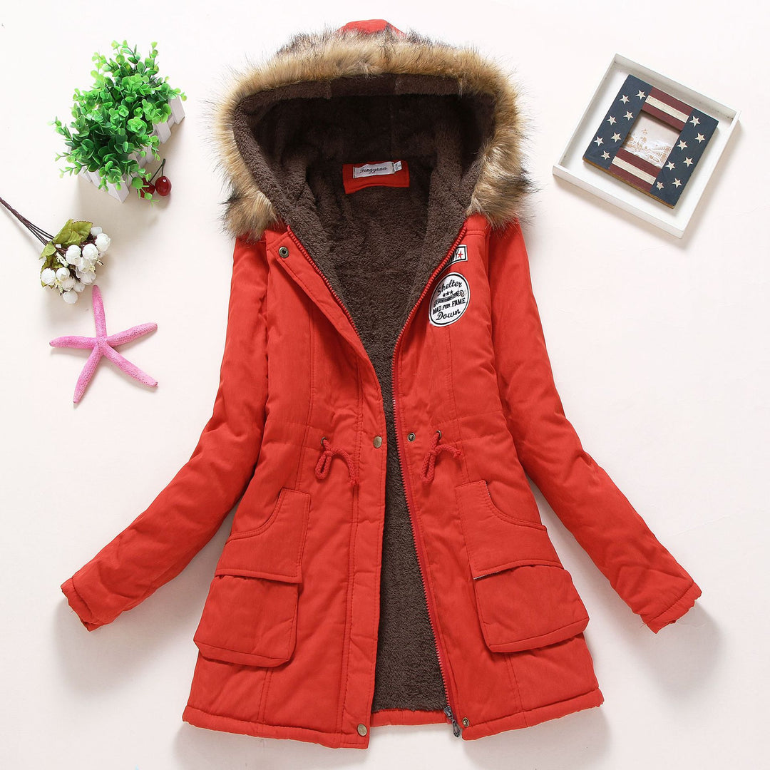 Women nan longer thermal parka with cuddly teddy inner lining, removable faux fur hood and drawstring waist Mune Fashion