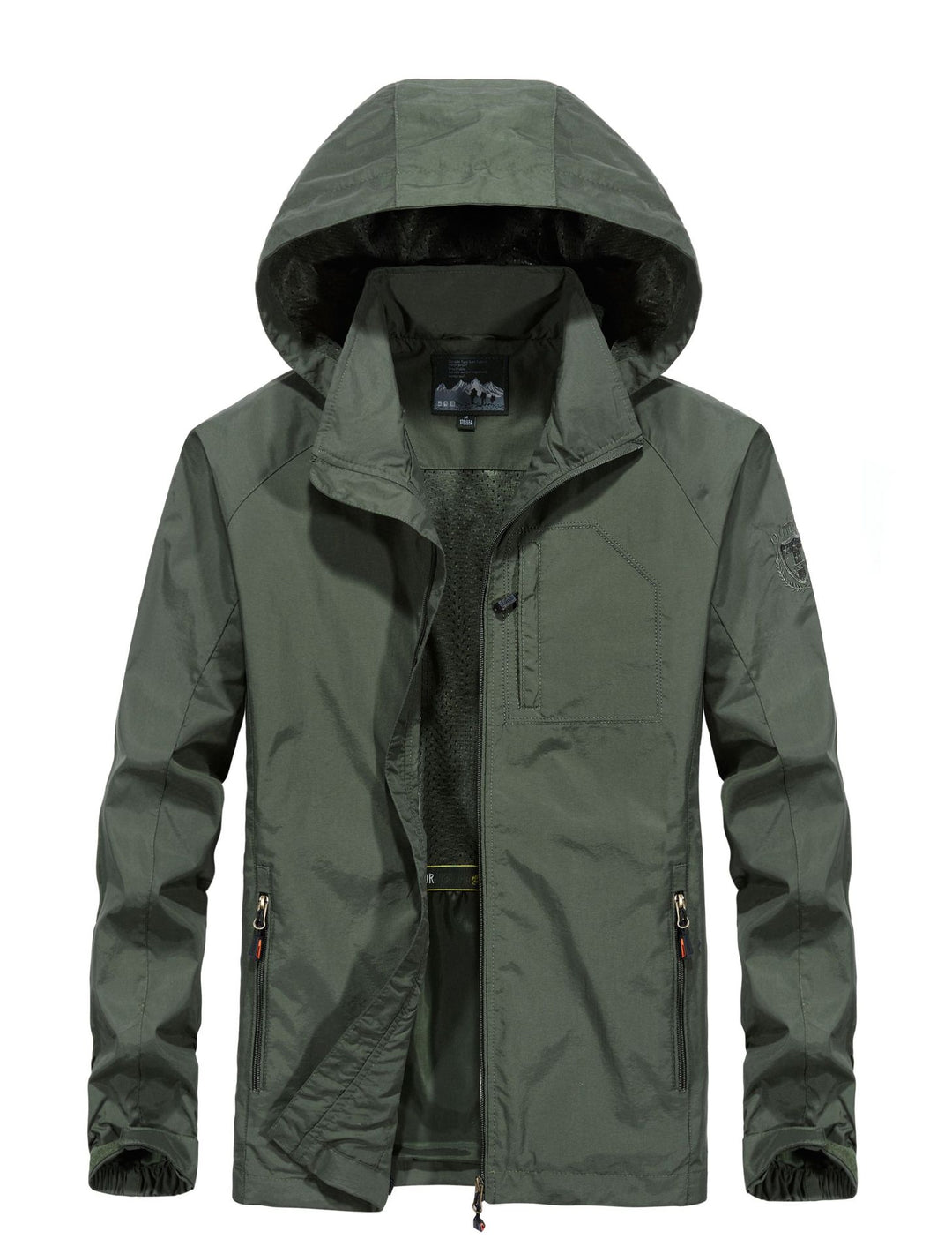 Men's Lightweight All-Weather Field Jacket with Hood, Mesh Lining, and Zippered Pockets Mune Fashion