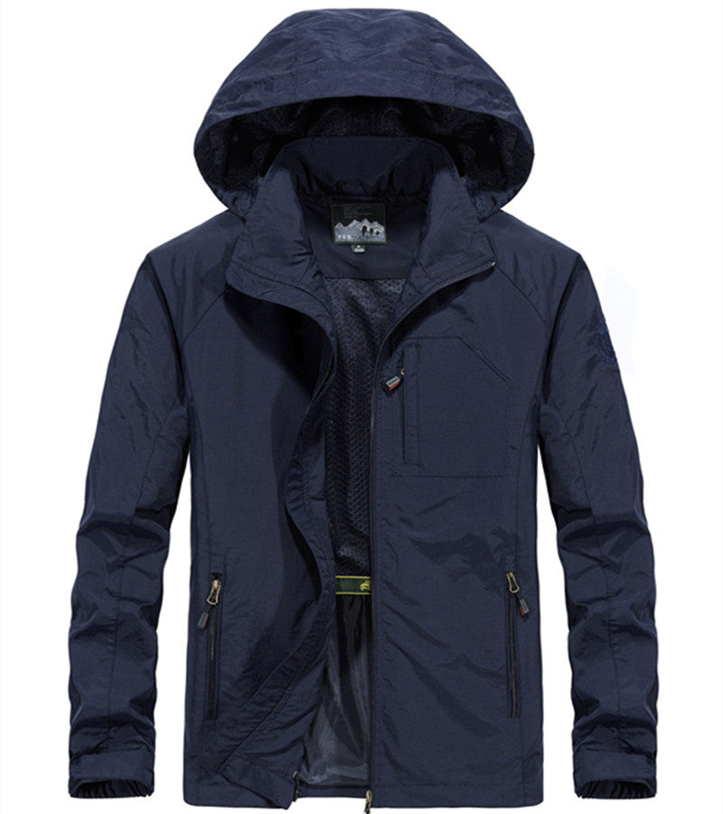 Men's Lightweight All-Weather Field Jacket with Hood, Mesh Lining, and Zippered Pockets Mune Fashion