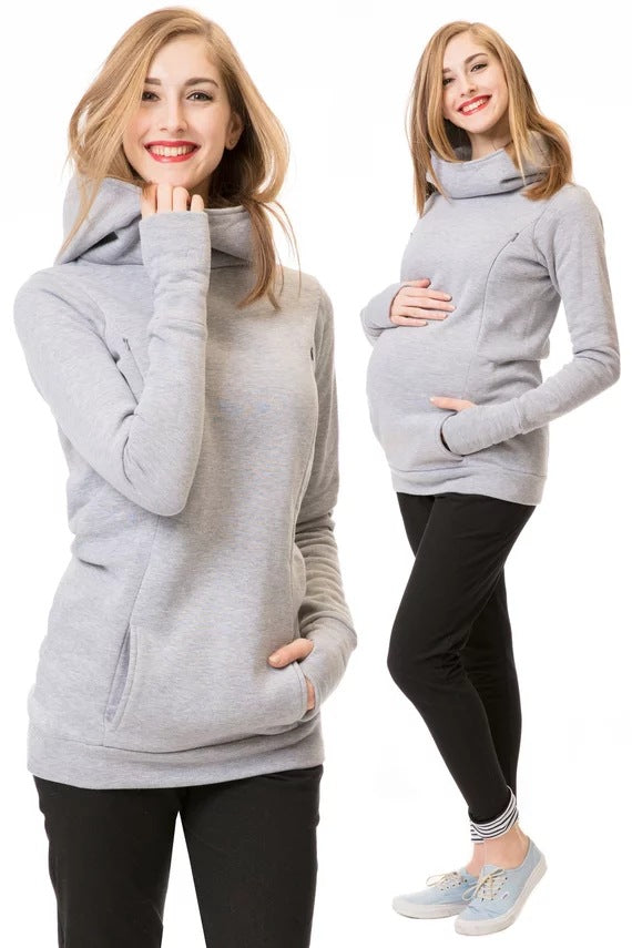Women's hoodie with wide funnel neck, thumb holes, and kangaroo pocket Mune Fashion