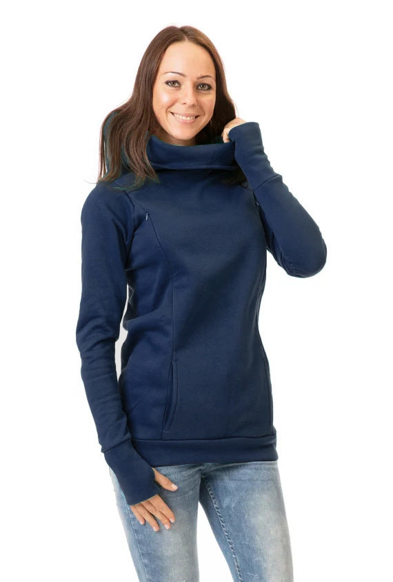 Women's hoodie with wide funnel neck, thumb holes, and kangaroo pocket Mune Fashion