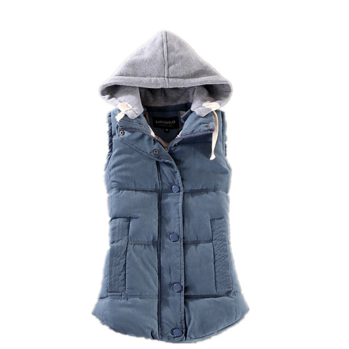 Women's fitted quilted sleeveless thermal vest with contrasting hood Mune Fashion