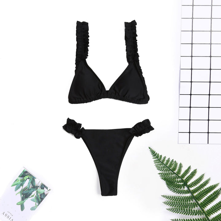 Ladies triangle bikini with ruffles and colorful design Mune Fashion