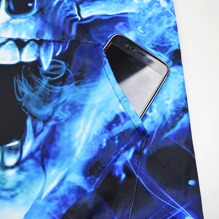 Men's Hoodie with Luminous Flame Skull Print Mune Fashion
