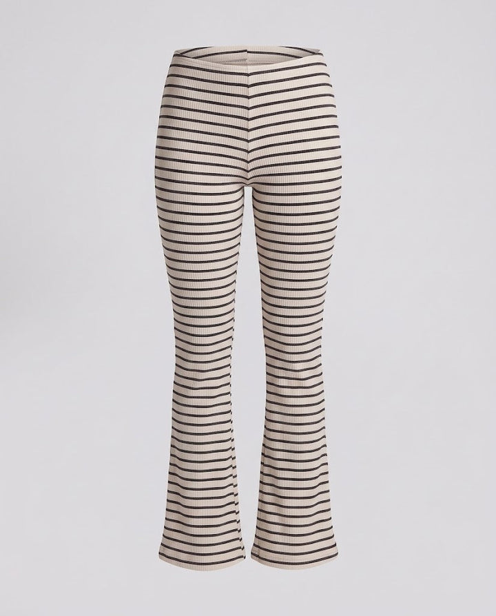 Women Ribbed High-Waisted Flared Trousers in Fine Knit Mune Fashion