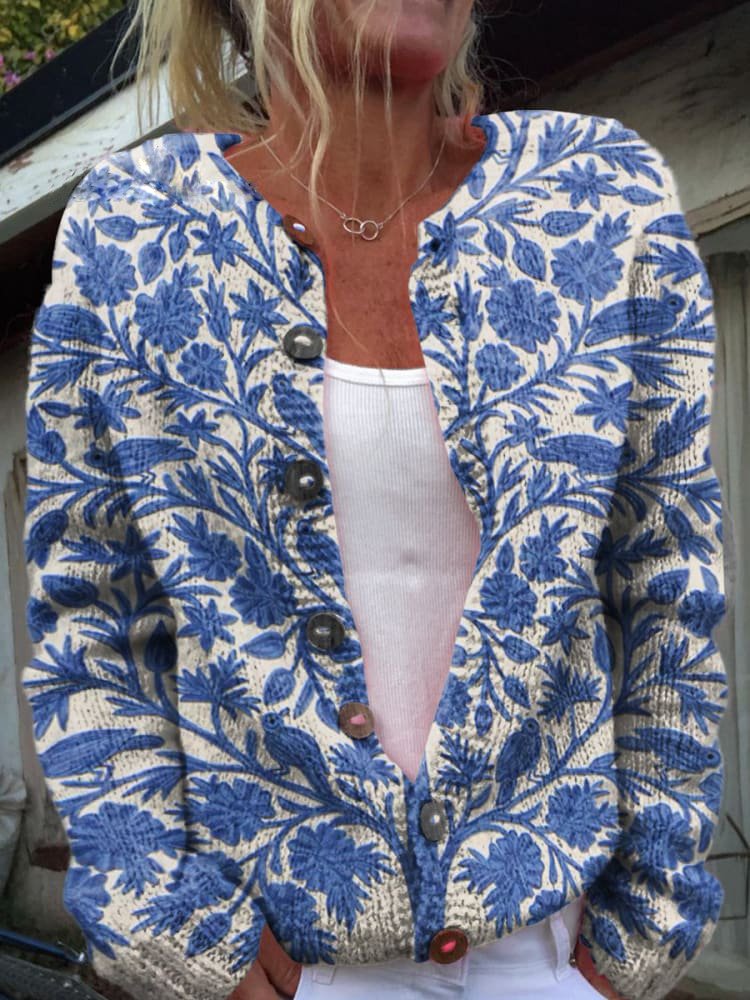 Mune | Soft Cardigan with Flower Embroidery